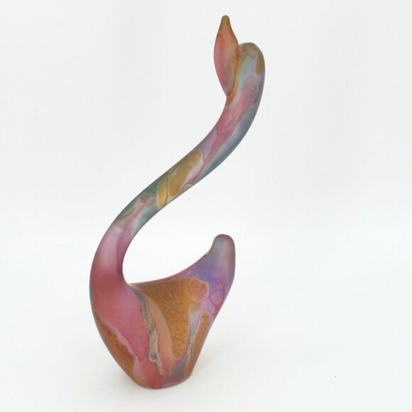 Rueven Nouveau Art Glass Hand Painted Satin Swan Figurine Paperweight - Picture 10 of 12